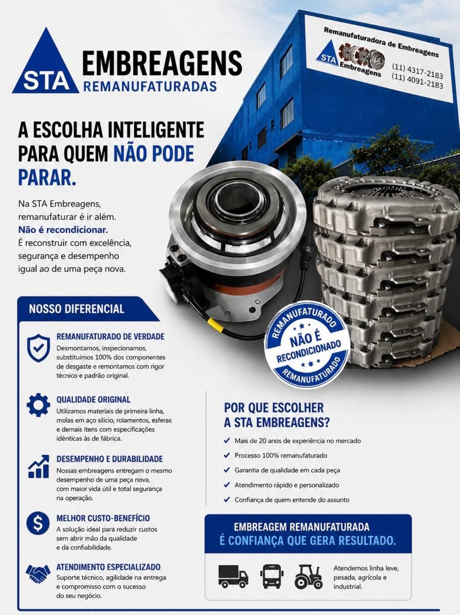 STA Embreagens Remanufaturadas - qualidade, segurança e desempenho